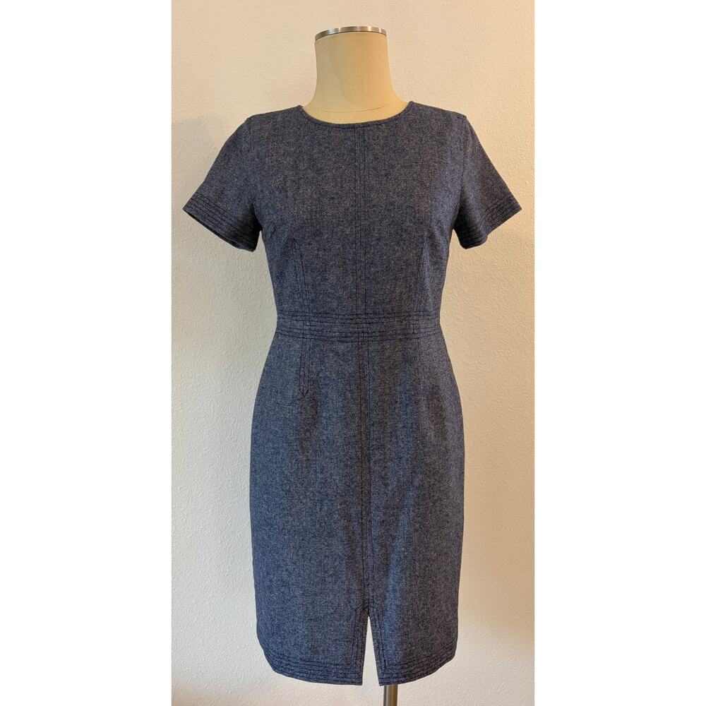 Banana Republic Blue Tweed Sheath Dress Womens Size 4 Career Office Classic